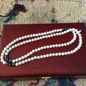 Jewelry - White Jade, Lapis Lazuli and Silver FULL Mala Jewelry - White Jade, Lapis Lazuli and Silver FULL Mala